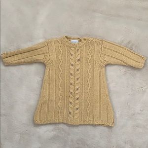 Jacadi Wool Cable Knit Sweater Dress, Yellow 6M